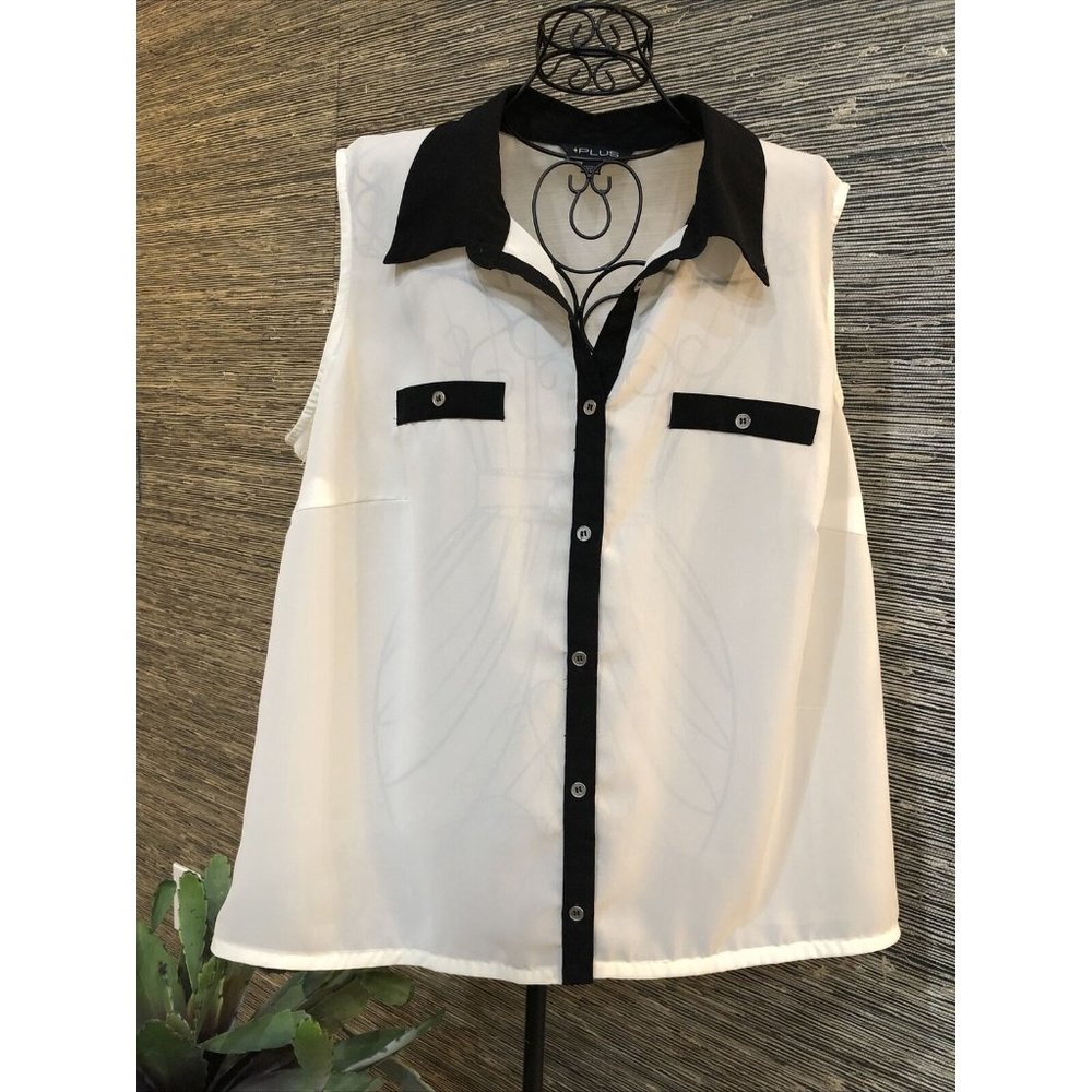 Plus Moda Black And White Sleeveless Top 3X